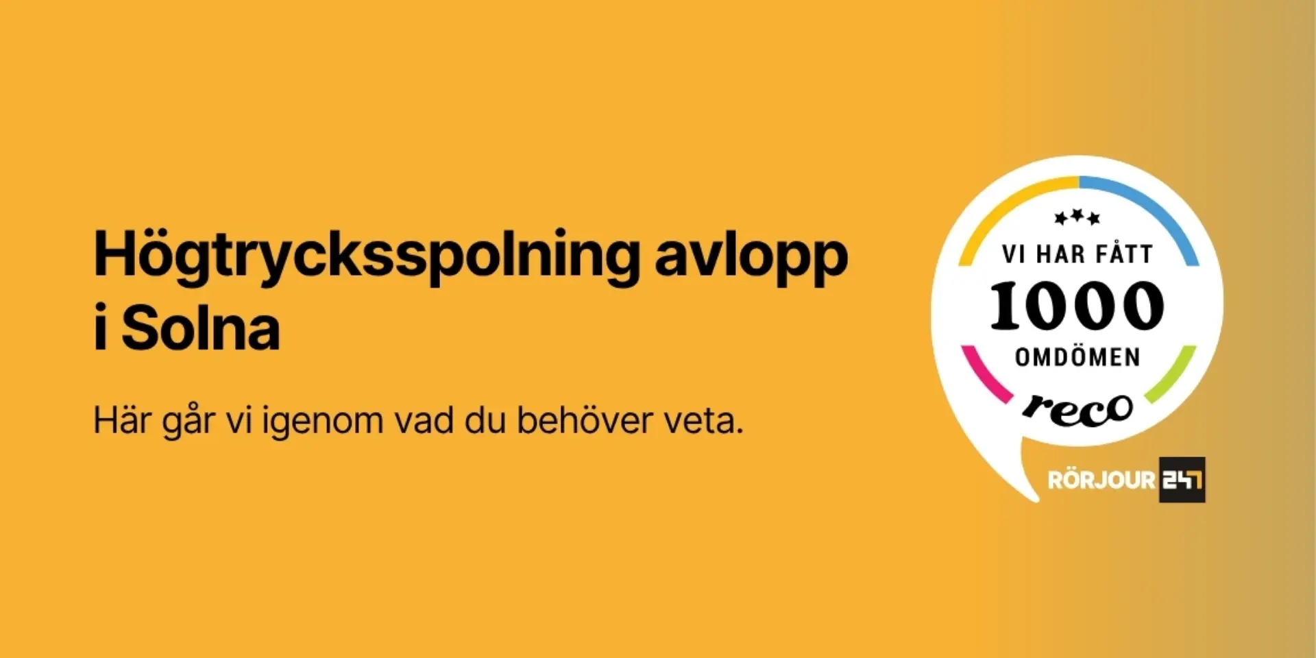 Hogtrycksspolning i avlopp i Solna